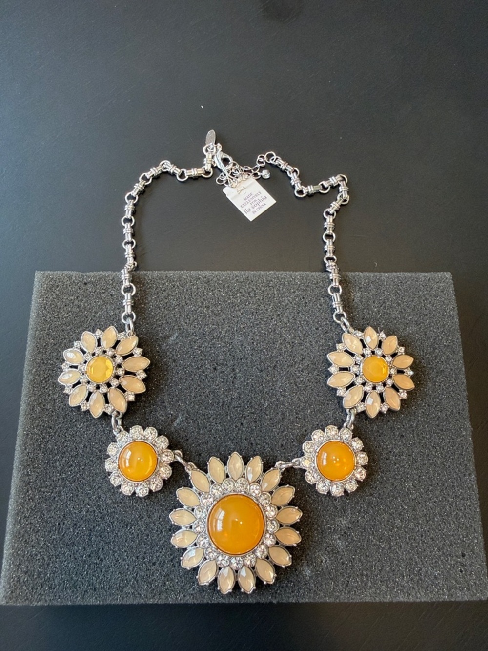 Lia Sophia Yellow Floral Cluster Necklace